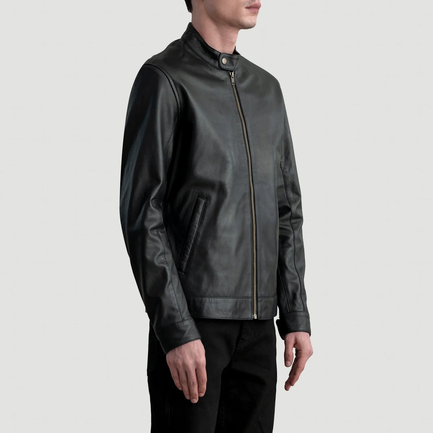Zen Black Leather Biker Jacket SH07