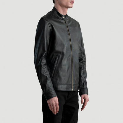 Zen Black Leather Biker Jacket SH07