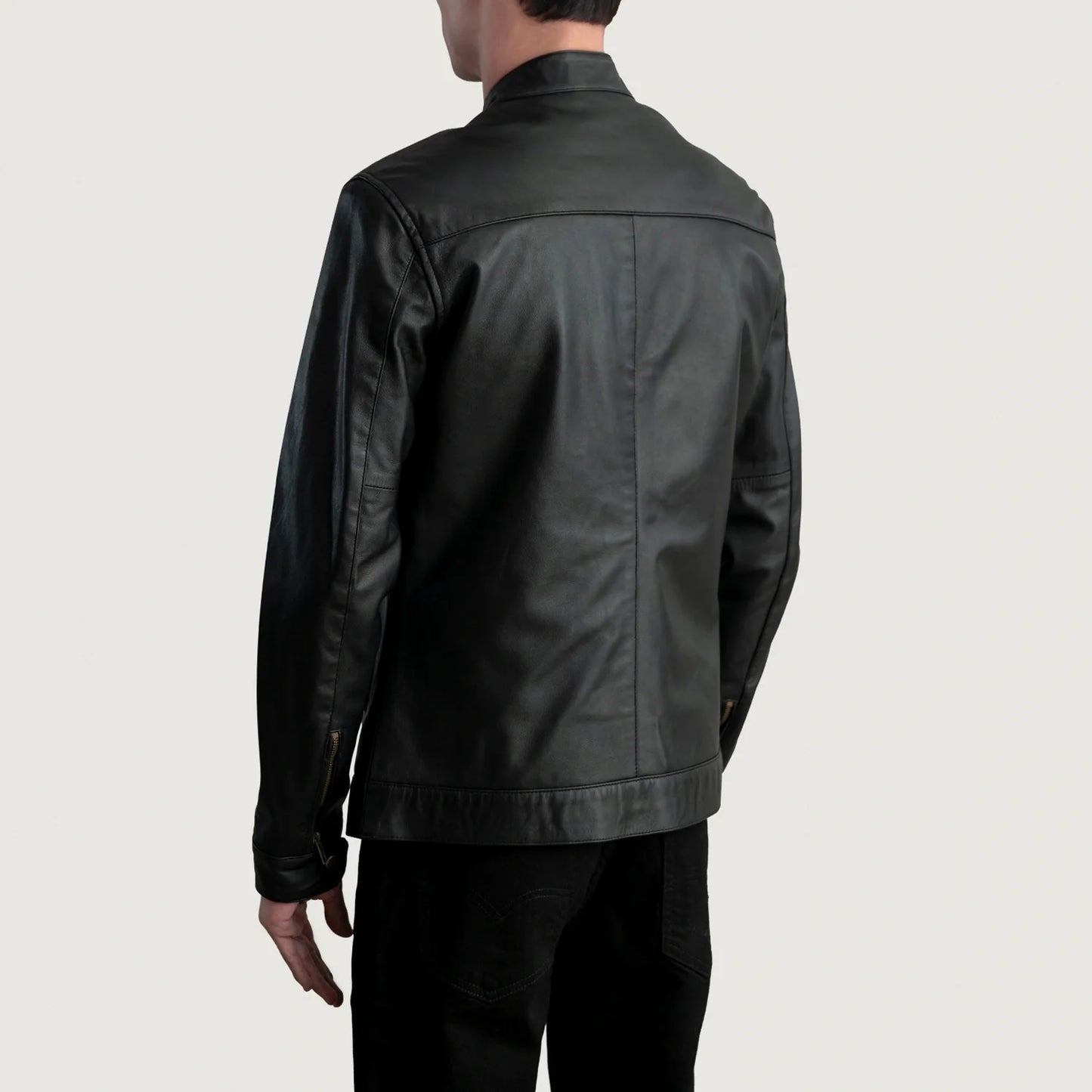 Zen Black Leather Biker Jacket SH07