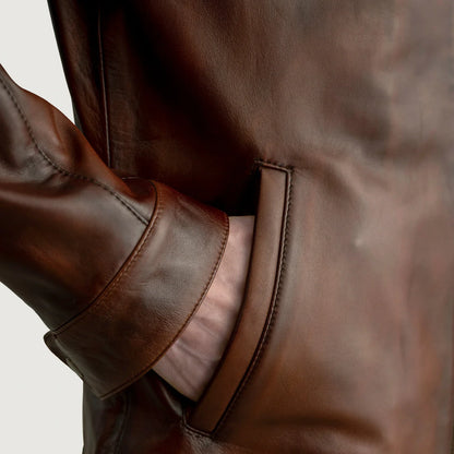 Zen Distressed Brown Leather Biker Jacket SH05