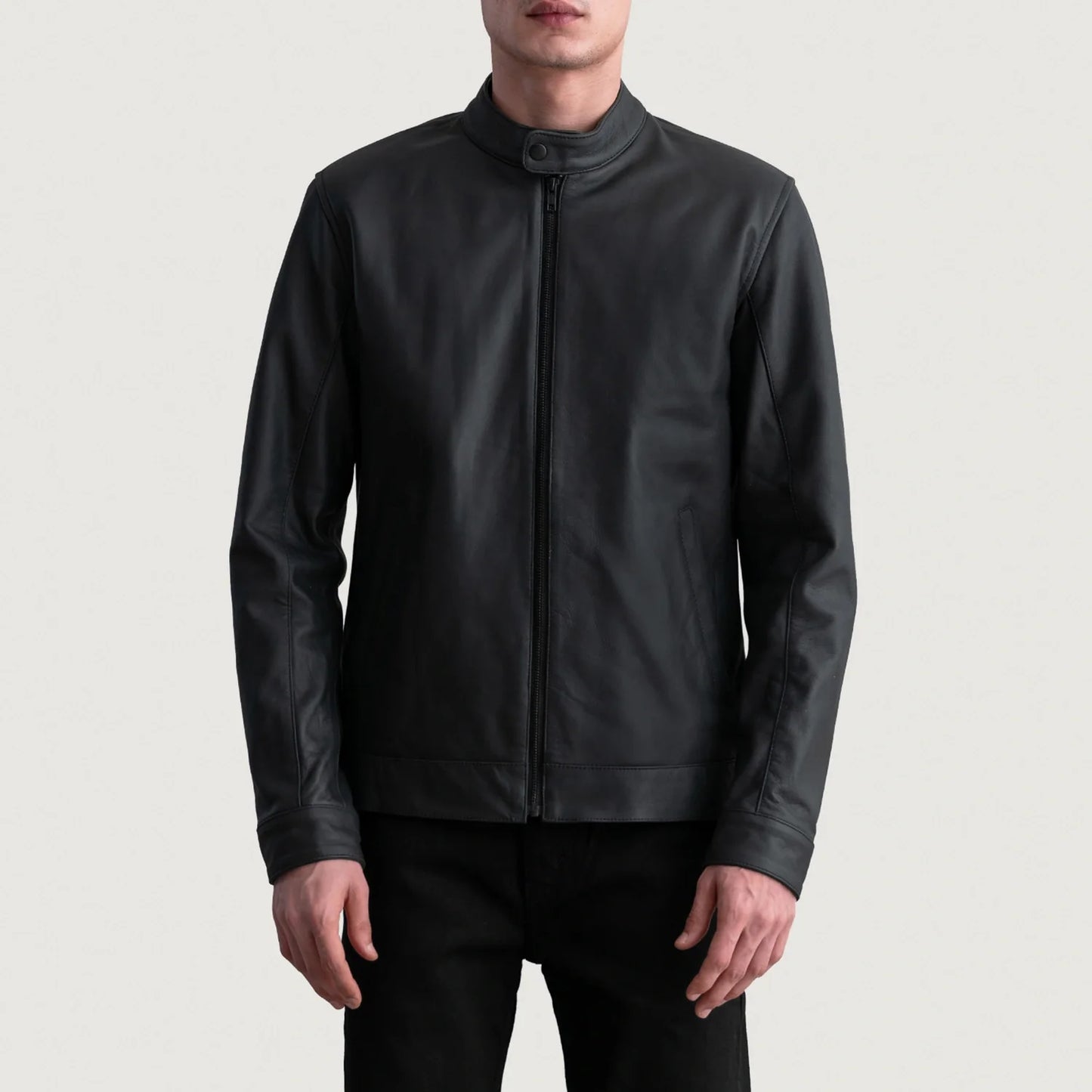 Zen Matte Black Leather Biker Jacket SH04