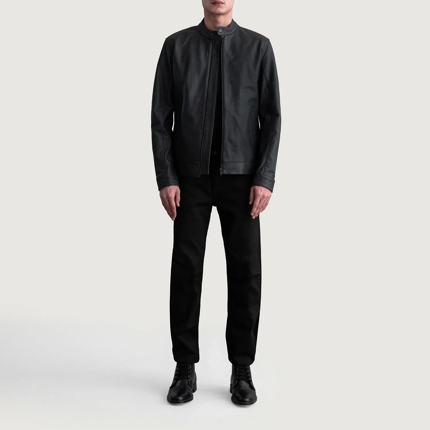 Zen Matte Black Leather Biker Jacket SH04