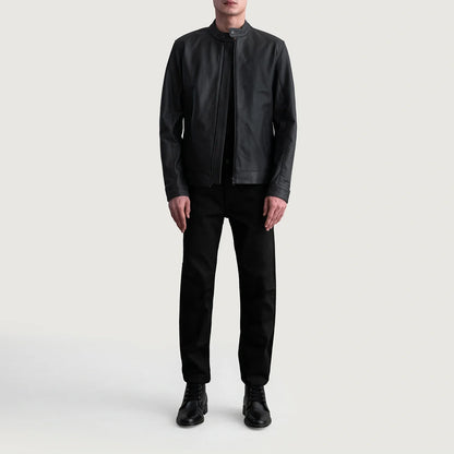 Zen Matte Black Leather Biker Jacket SH04