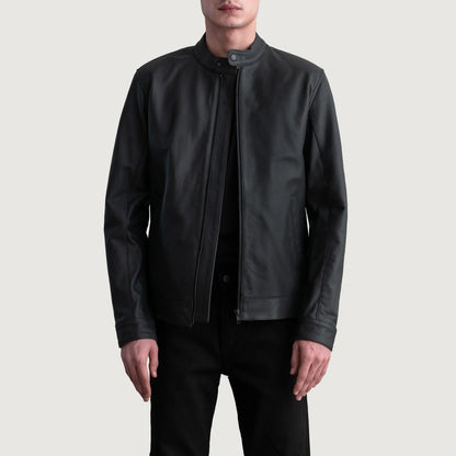 Zen Matte Black Leather Biker Jacket SH04