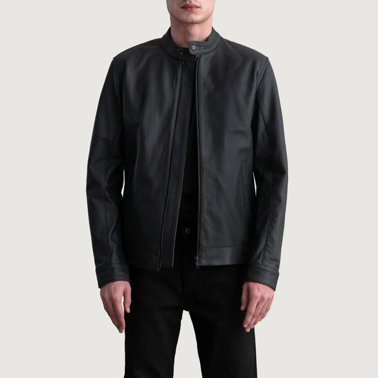 Zen Matte Black Leather Biker Jacket SH04