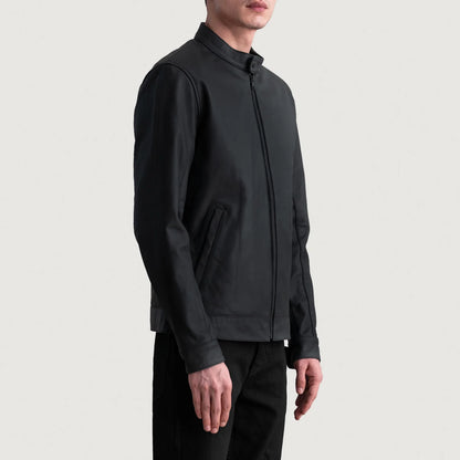 Zen Matte Black Leather Biker Jacket SH04