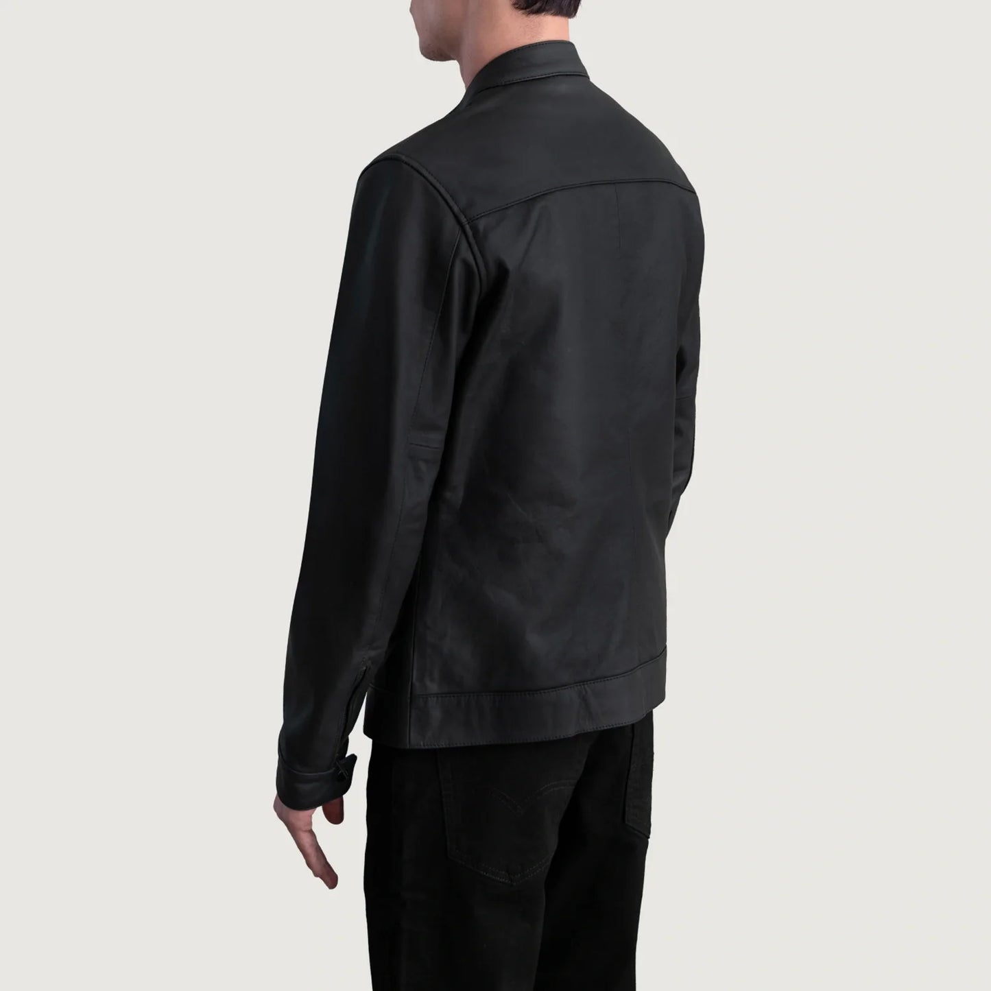 Zen Matte Black Leather Biker Jacket SH04