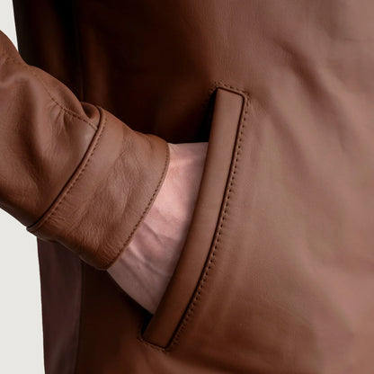 Zen Matte Brown Leather Biker Jacket SH03