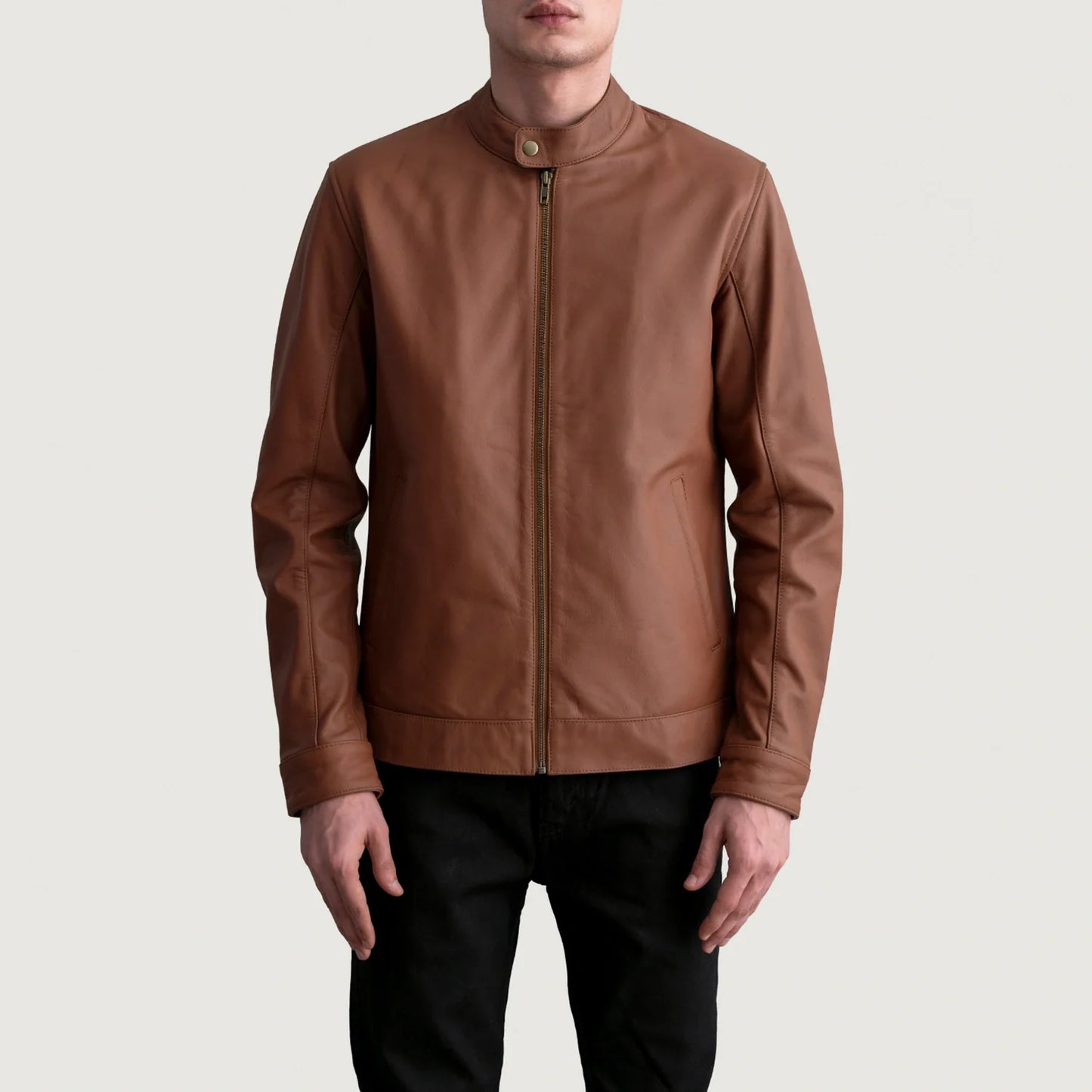 Zen Matte Brown Leather Biker Jacket SH03