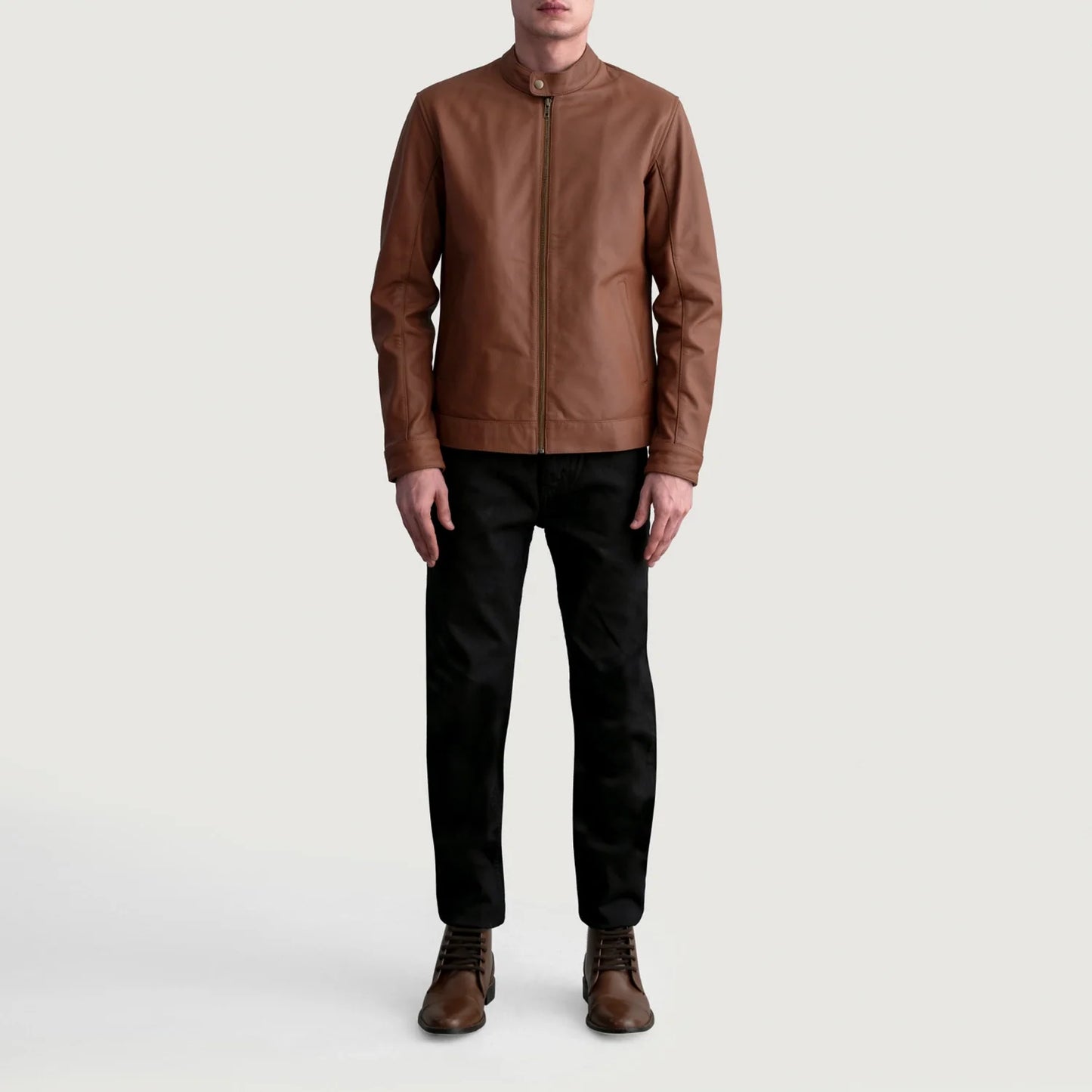Zen Matte Brown Leather Biker Jacket SH03