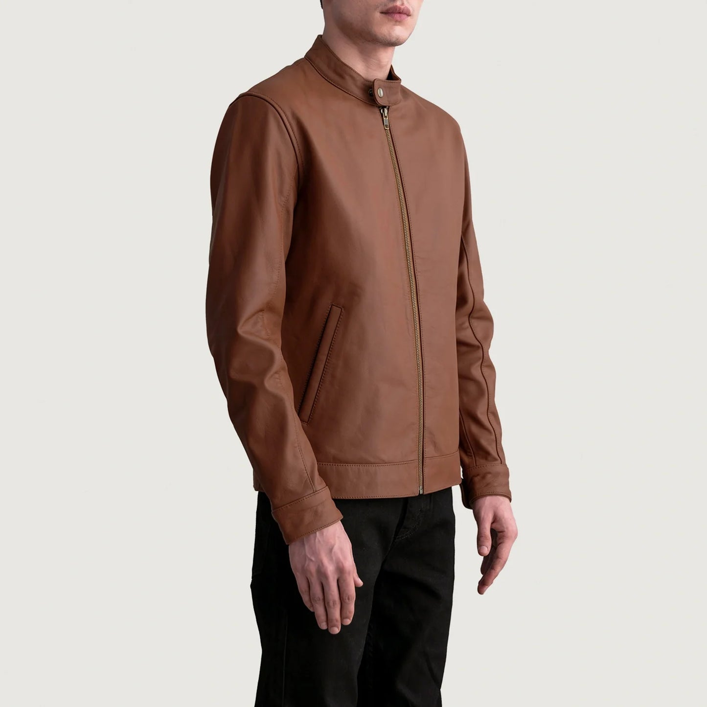 Zen Matte Brown Leather Biker Jacket SH03