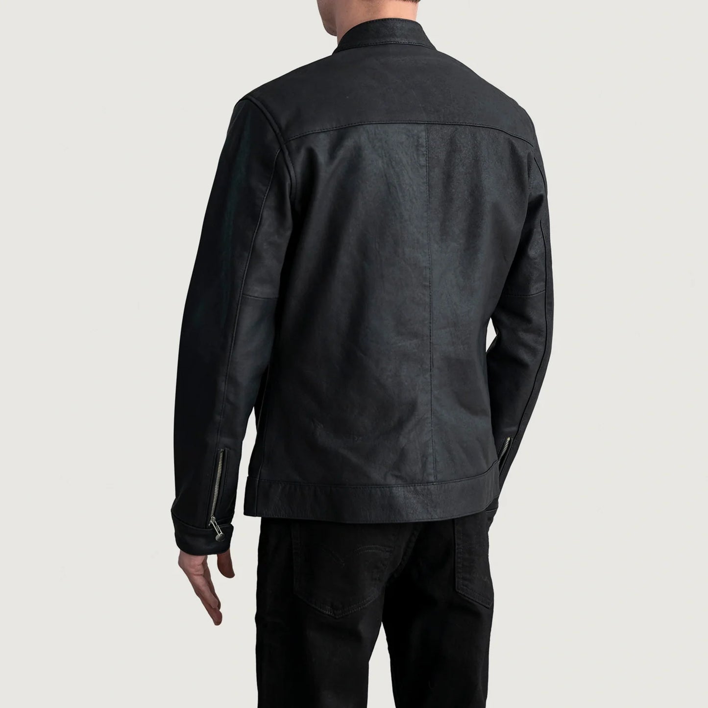 Zen Tumbled Black Leather Biker Jacket SH02