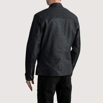 Zen Tumbled Black Leather Biker Jacket SH02