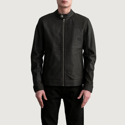 Zen Tumbled Brown Leather Biker Jacket SH01
