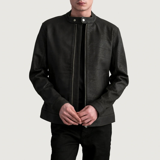 Zen Tumbled Brown Leather Biker Jacket SH01
