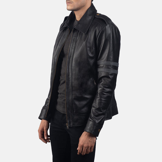 Men's Black Cowhide Leather Biker Jacket – Armstrong Style