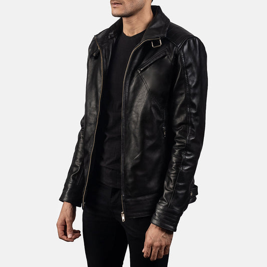 Men's Black Cowhide Leather Biker Jacket – Legacy Edition