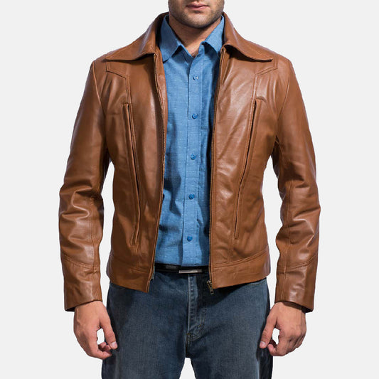 Men's Brown Sheepskin Leather Jacket – Old School Style