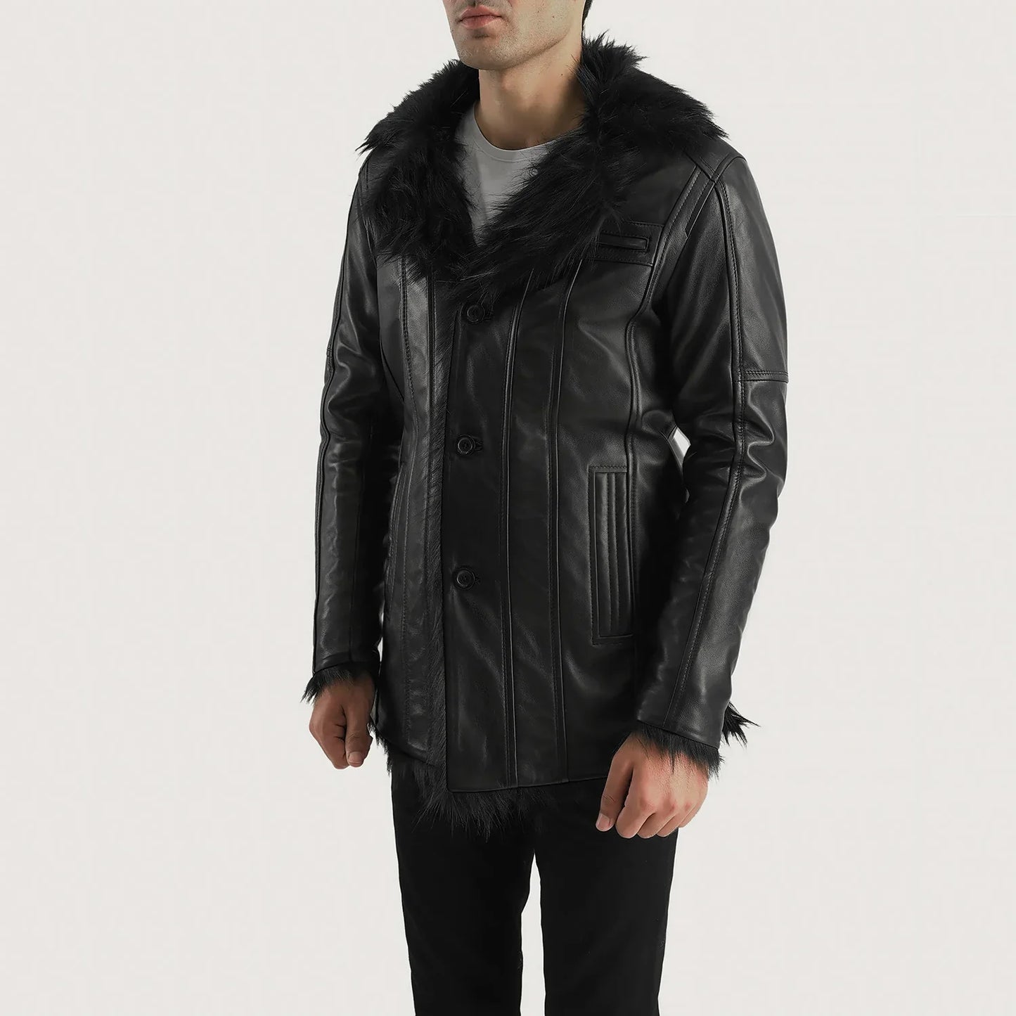 [FS] Furcliff Black Leather Coat