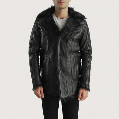 Men's Black Sheepskin Leather Coat – Furcliff Style