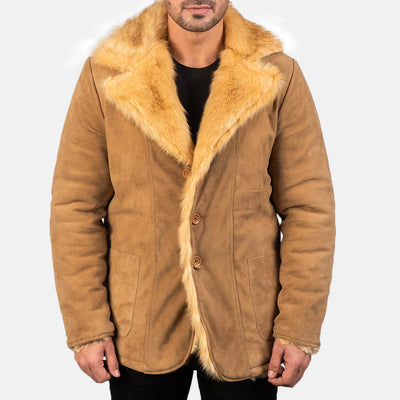 Men's Beige Goatskin Suede Leather Coat – Furlong Style