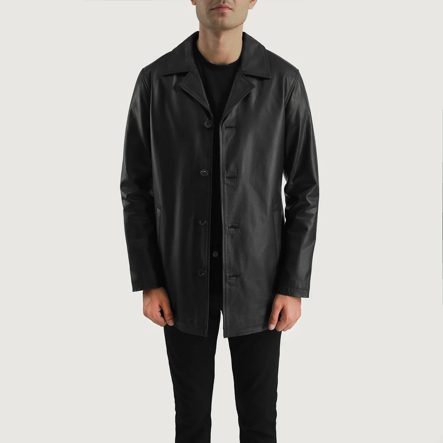Urban Slate Black Leather Coat SH51