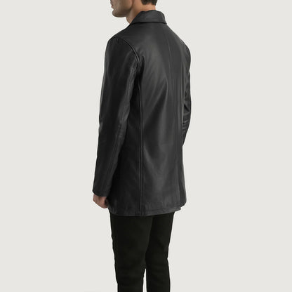 Urban Slate Black Leather Coat SH51