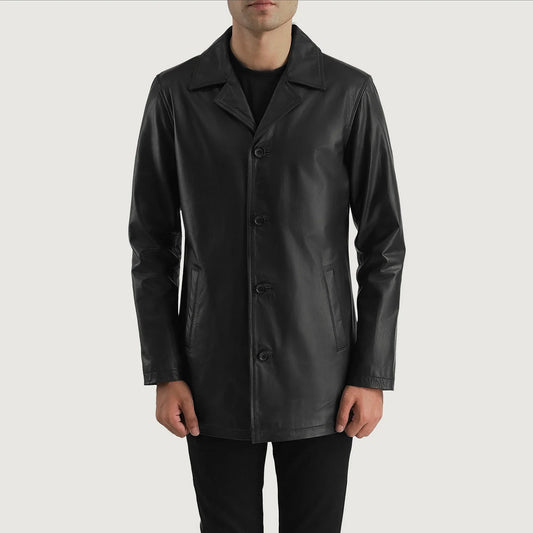 Urban Slate Black Leather Coat SH51