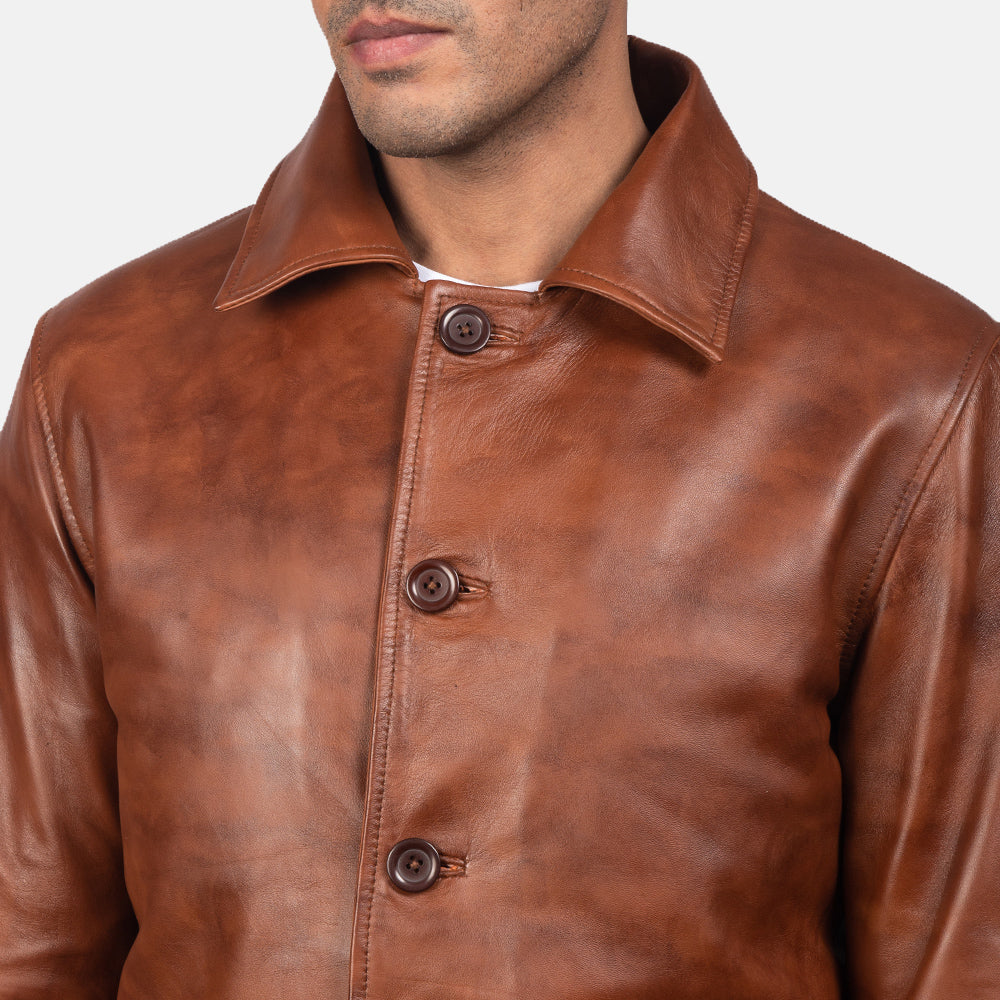 Waffle Brown Leather Jacket SH40