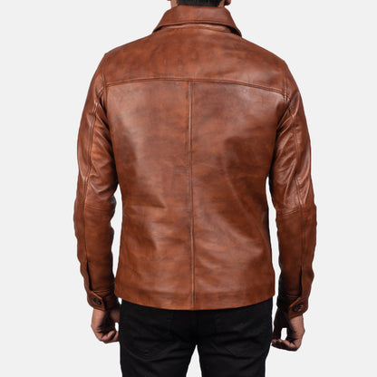 Waffle Brown Leather Jacket SH40