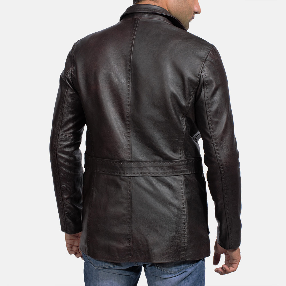 Wine Black Leather Blazer SH22