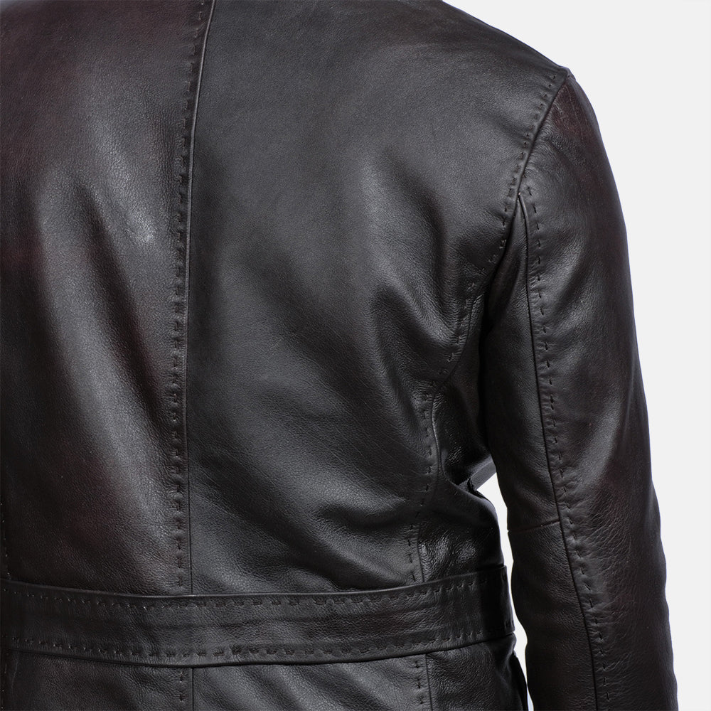 Wine Black Leather Blazer SH22