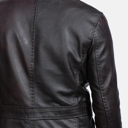 Wine Black Leather Blazer SH22