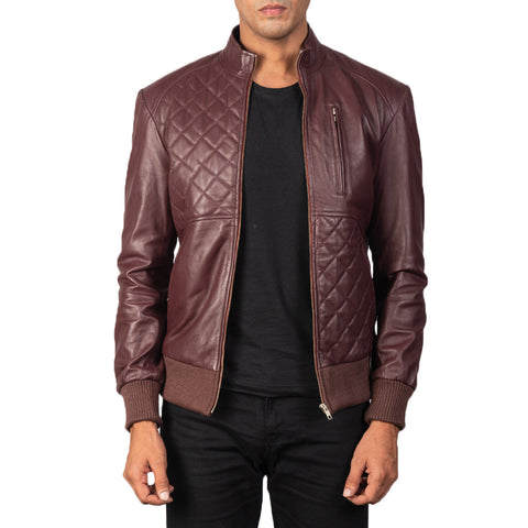 [FS] Moda Maroon Leather Bomber Jacket