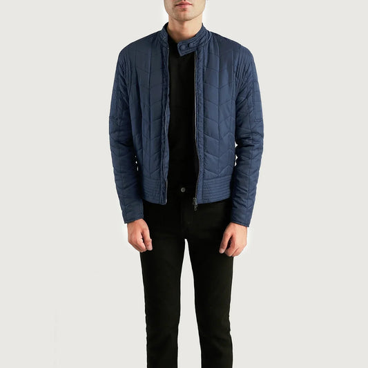 Men's Blue Quilted Windbreaker Jacket – Nyle Style