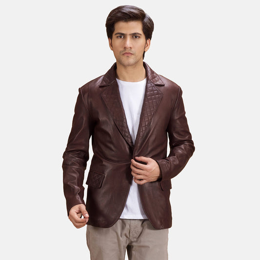 Men's Maroon Quilted Leather Blazer – Radaron Style