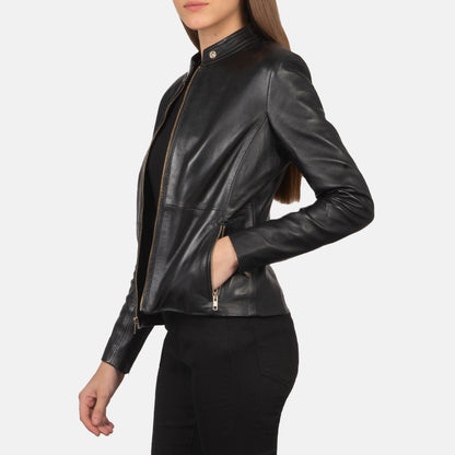 Rave Black Leather Biker Jacket SH571