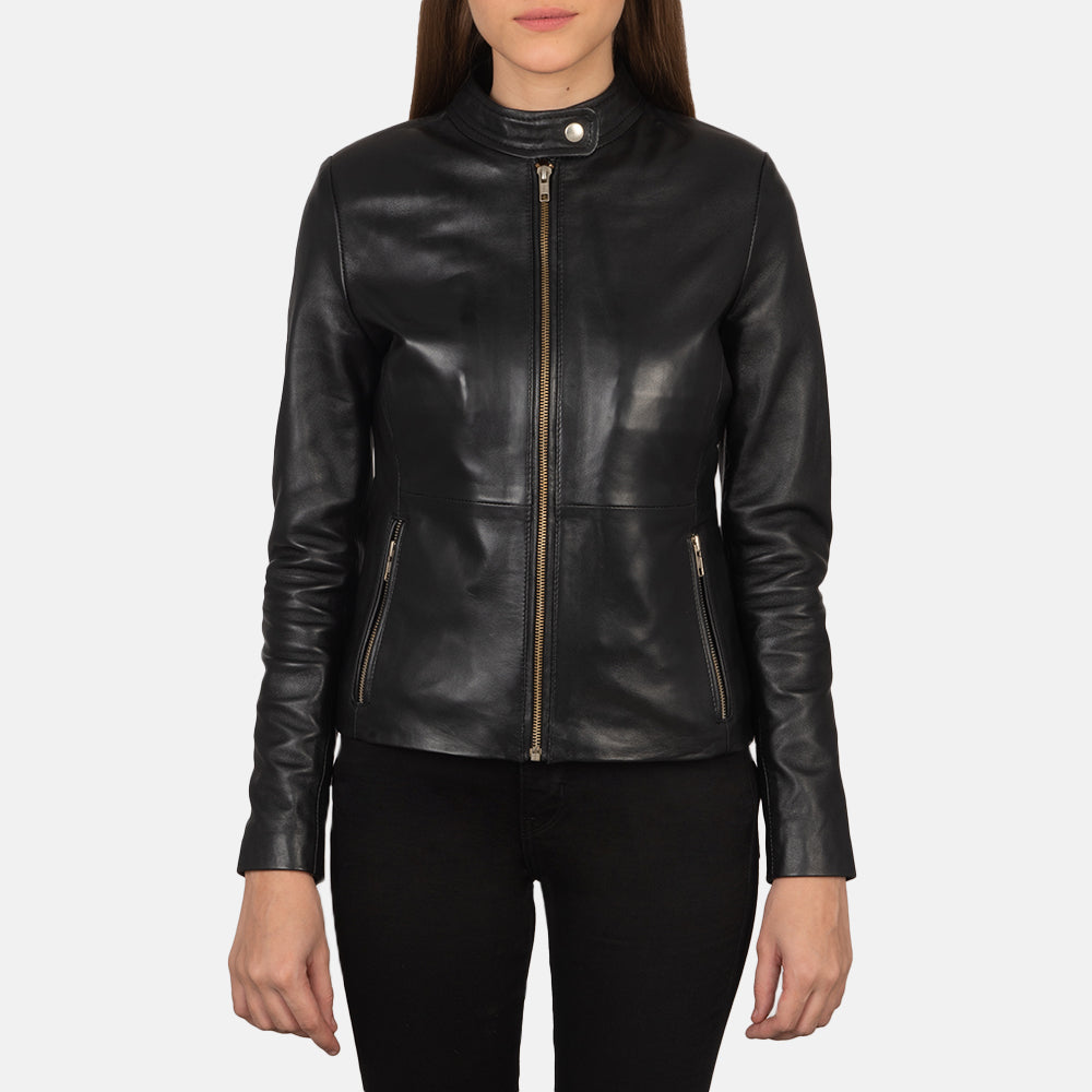 Rave Black Leather Biker Jacket SH571