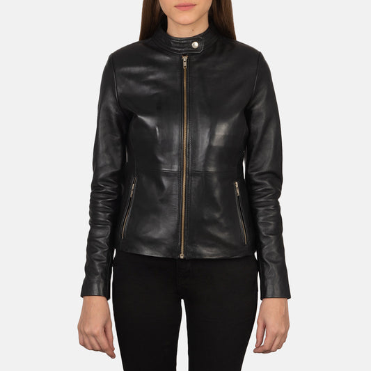 Rave Black Leather Biker Jacket SH571