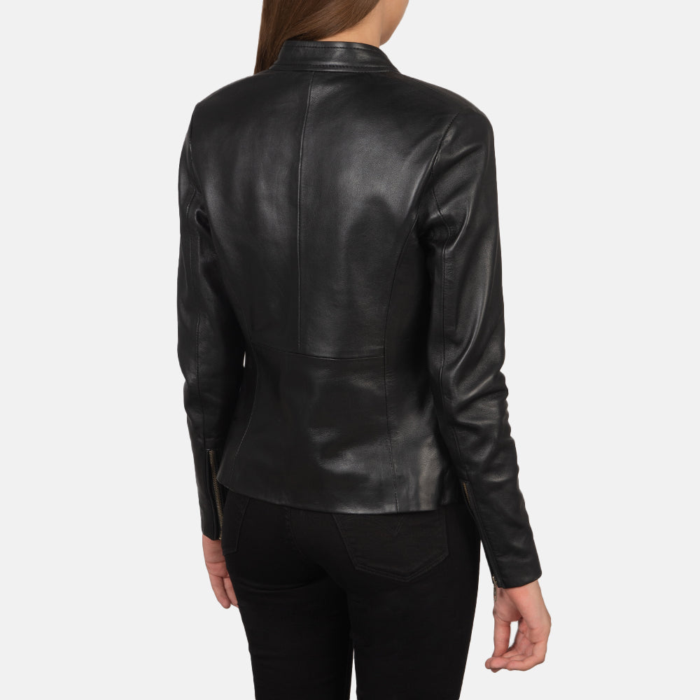 Rave Black Leather Biker Jacket SH571