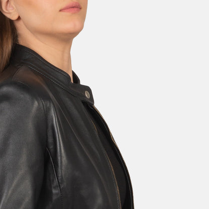 Rave Black Leather Biker Jacket SH571