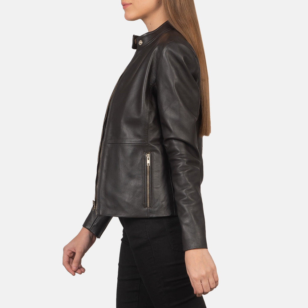 Rave Brown Leather Biker Jacket SH570