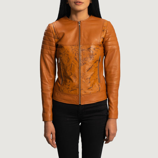 Sandy Tan Dye Leather Biker Jacket SH549