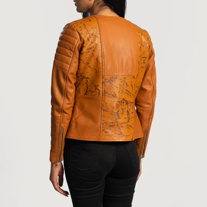 Sandy Tan Dye Leather Biker Jacket SH549