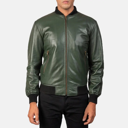 Shane Green Leather Bomber Jacket SH85