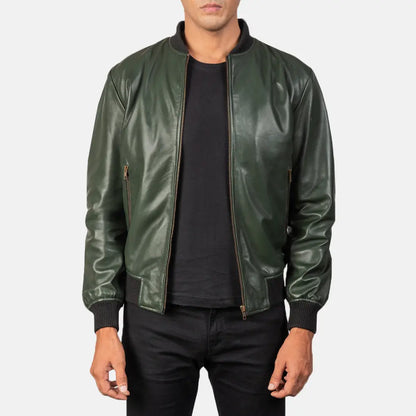 Shane Green Leather Bomber Jacket SH85
