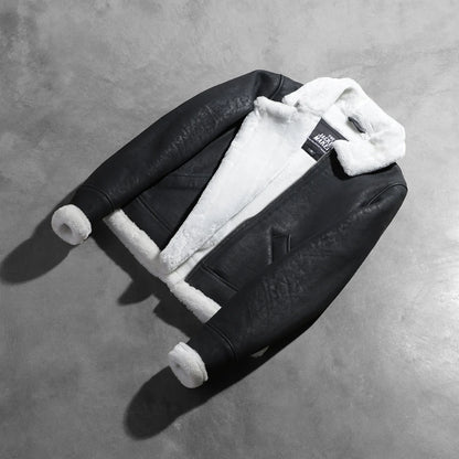 Sherilyn B-3 Black & White Leather Bomber Jacket SH537