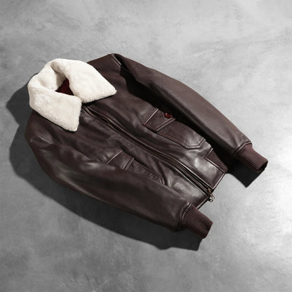 Stella G-1 Maroon Leather Bomber Jacket SH529