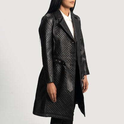 Sweet Susan Black Leather Trench Coat SH526