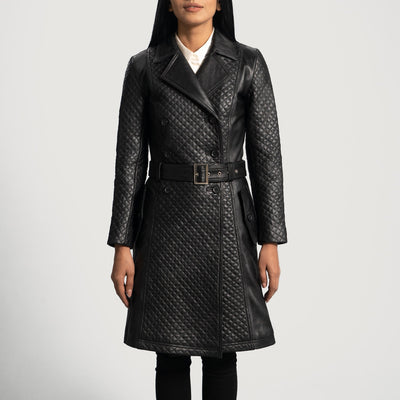 Women's Black Cowhide Leather Trench Coat – Sweet Susan Style